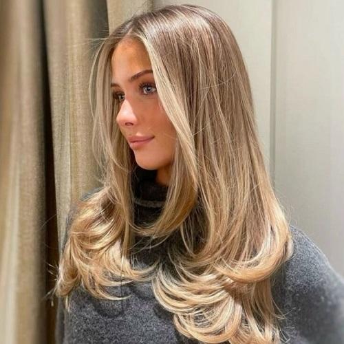 Açık ton balayage uzun saç