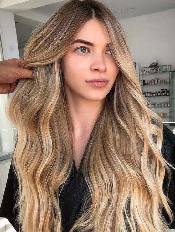 Uzun saç bej sarı balayage