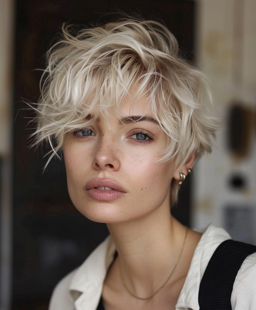 Katlı dağınık sarışın pixie