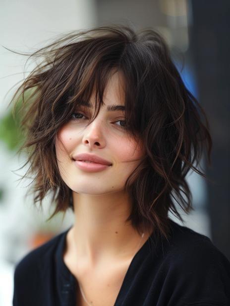 Dağınık Kısa Shag Bob Saç Modelleri İlhamları