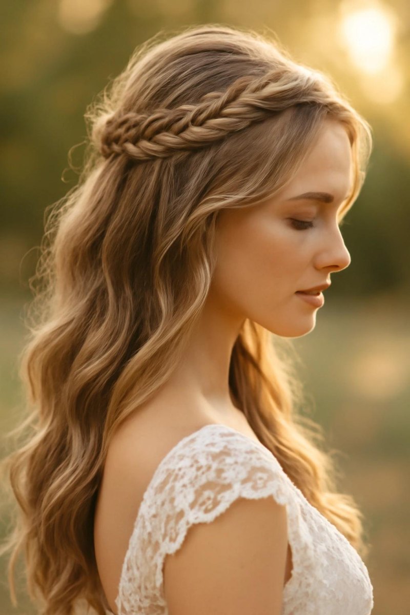 Zarif gelin örgülü taç