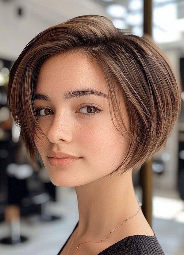 Düz saç kadın bixie modeli
