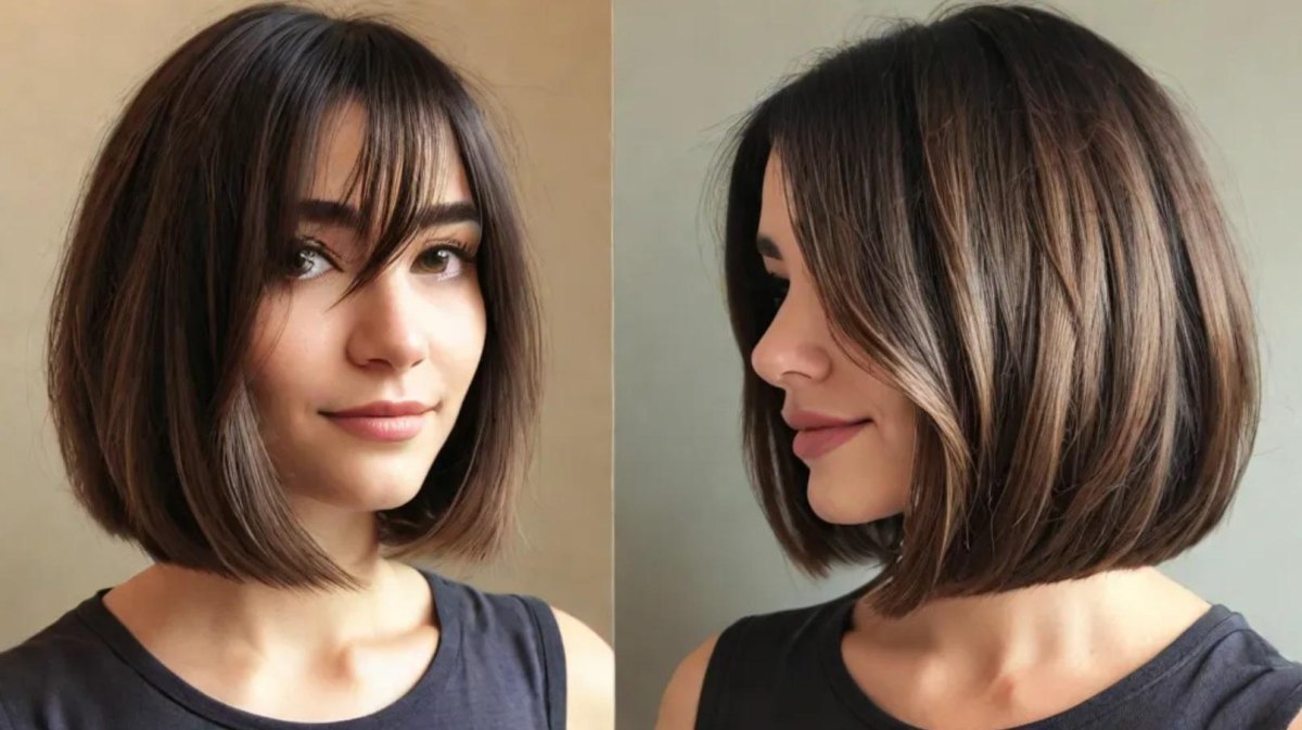Düz katlı bob görünümü