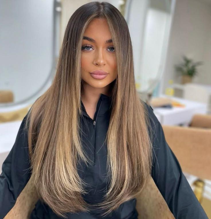 Düz parlak honey bronde saç