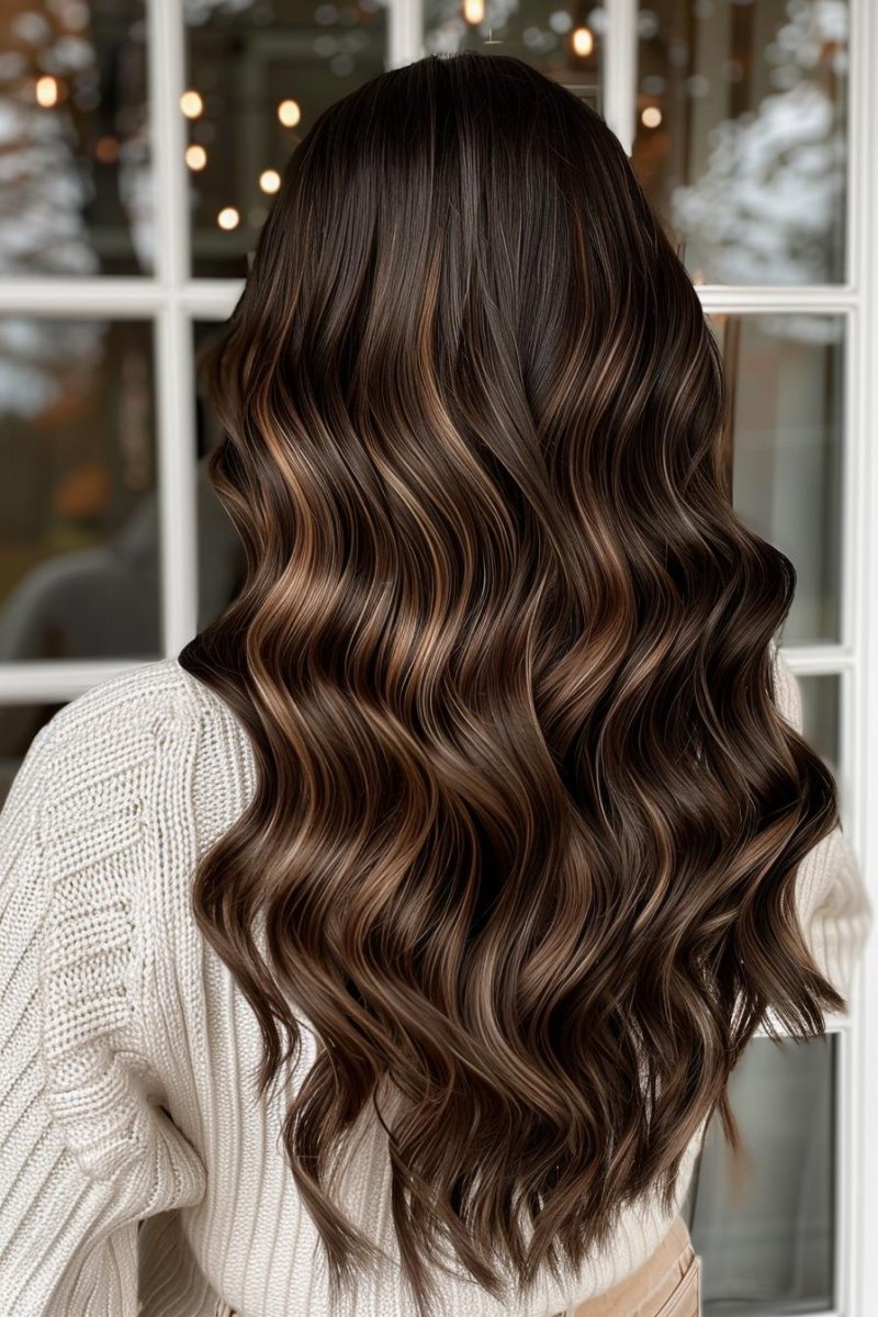 Couleur cheveux mocha mousse balayage yoğun mocha dalgaları