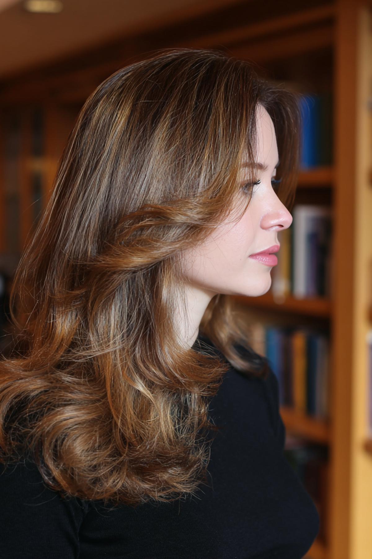 Feathered Golden Brown Layers