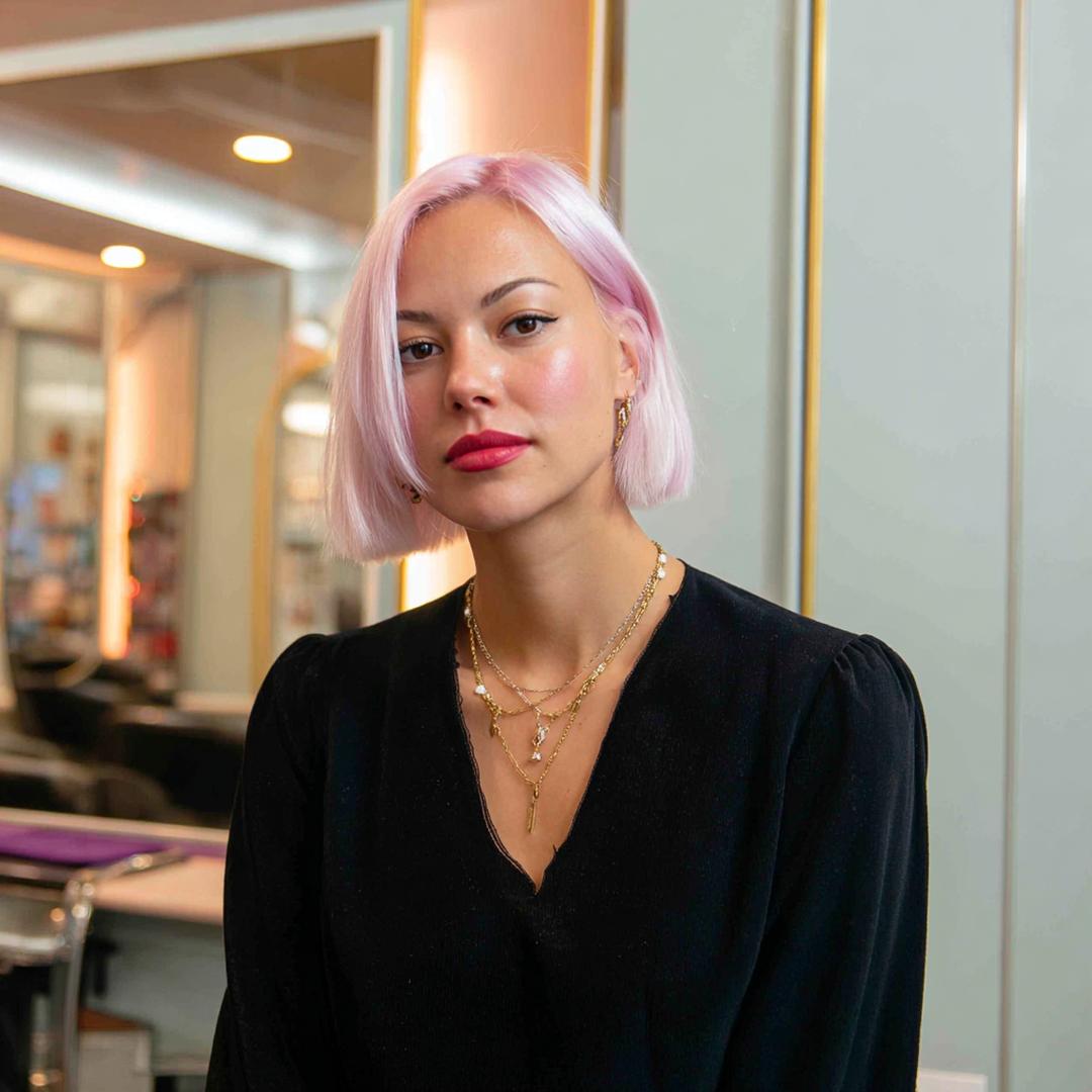 Pastel Pink Blunt Bob