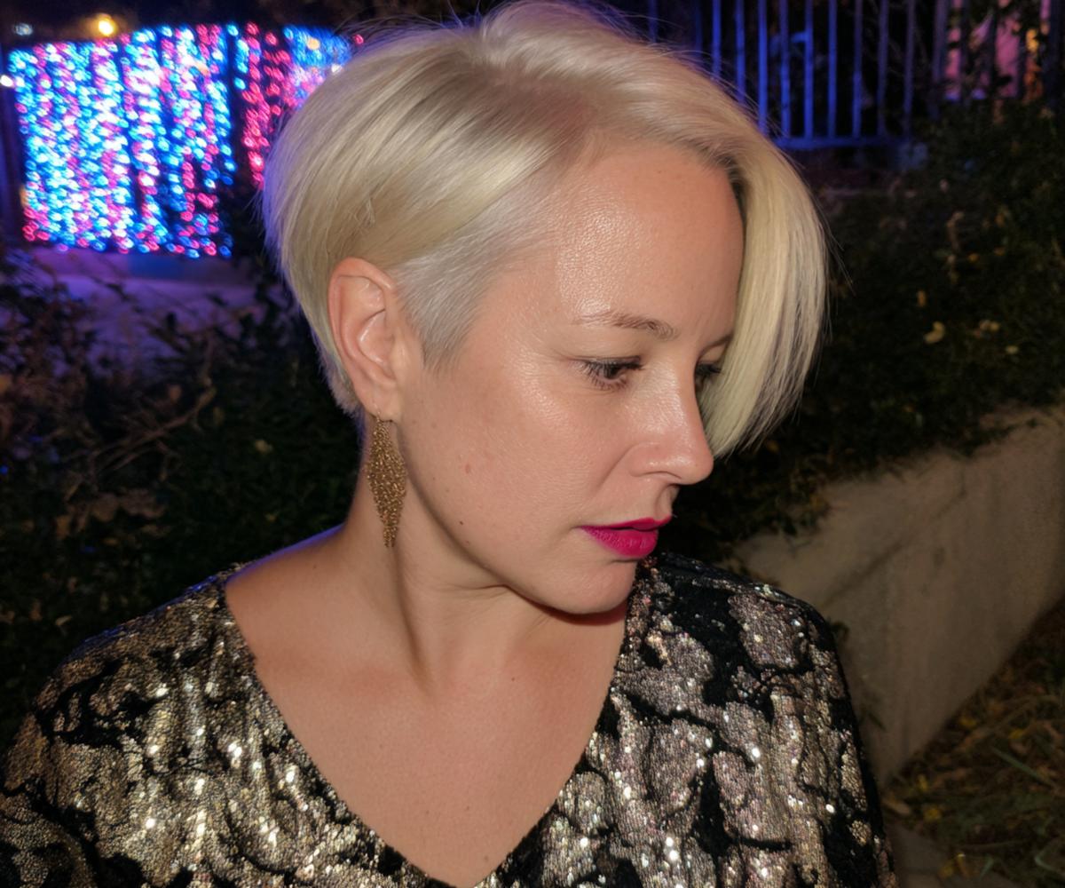 Platinum Blonde Asymmetrical Bob