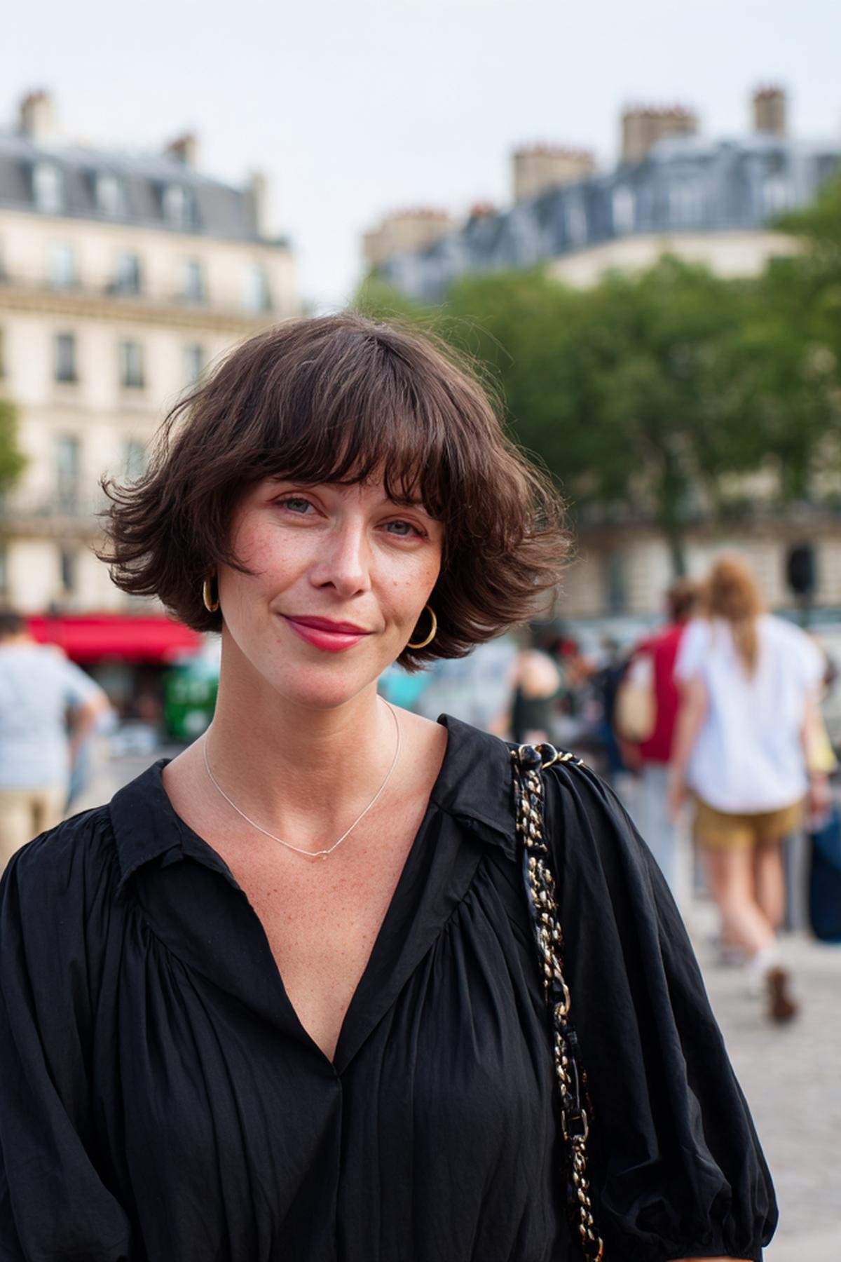 Wavy Brunette Bob With Bangs
