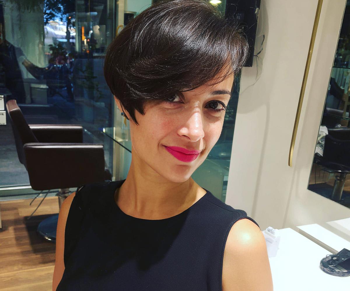 Short Dark Pixie Side Swept