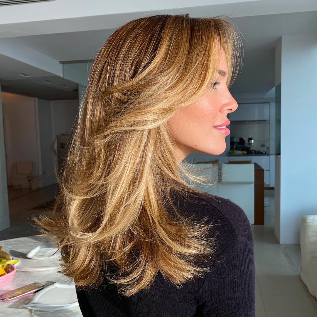 Layered Honey Blonde Blowout