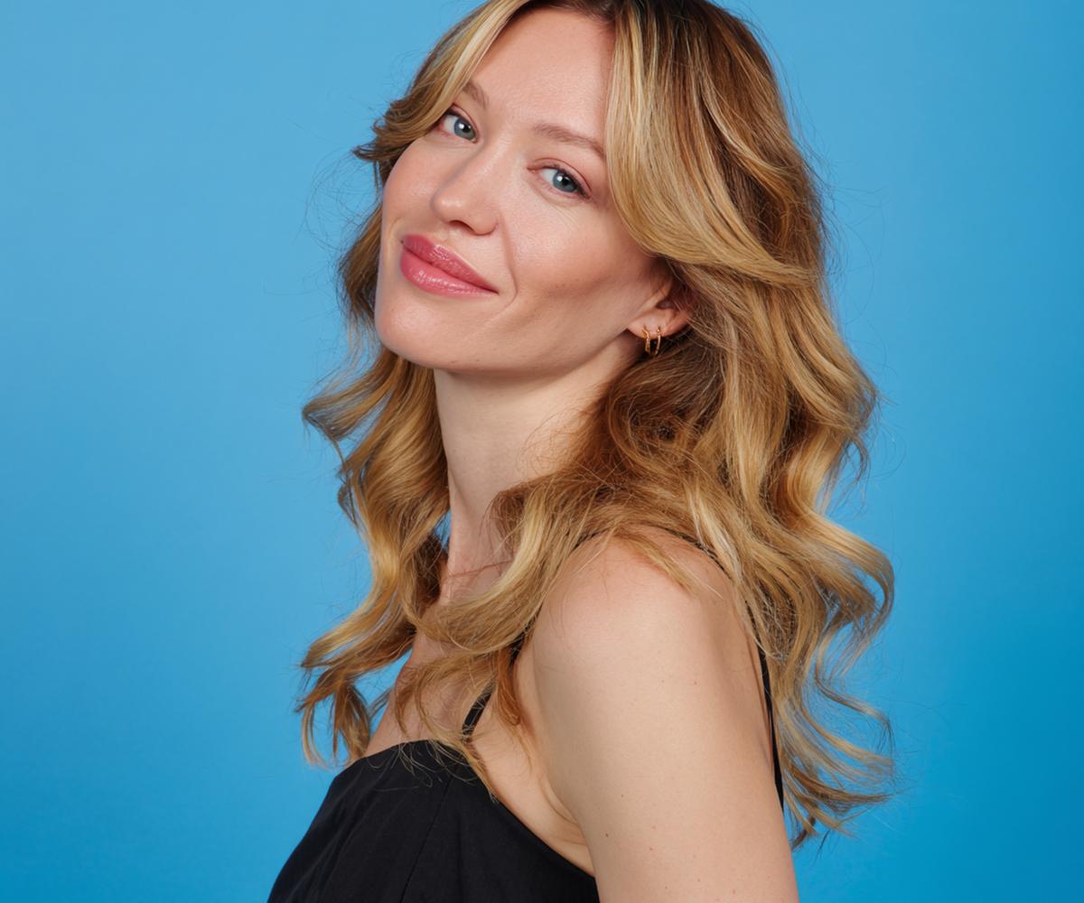 Honey Blonde Curtain Bangs