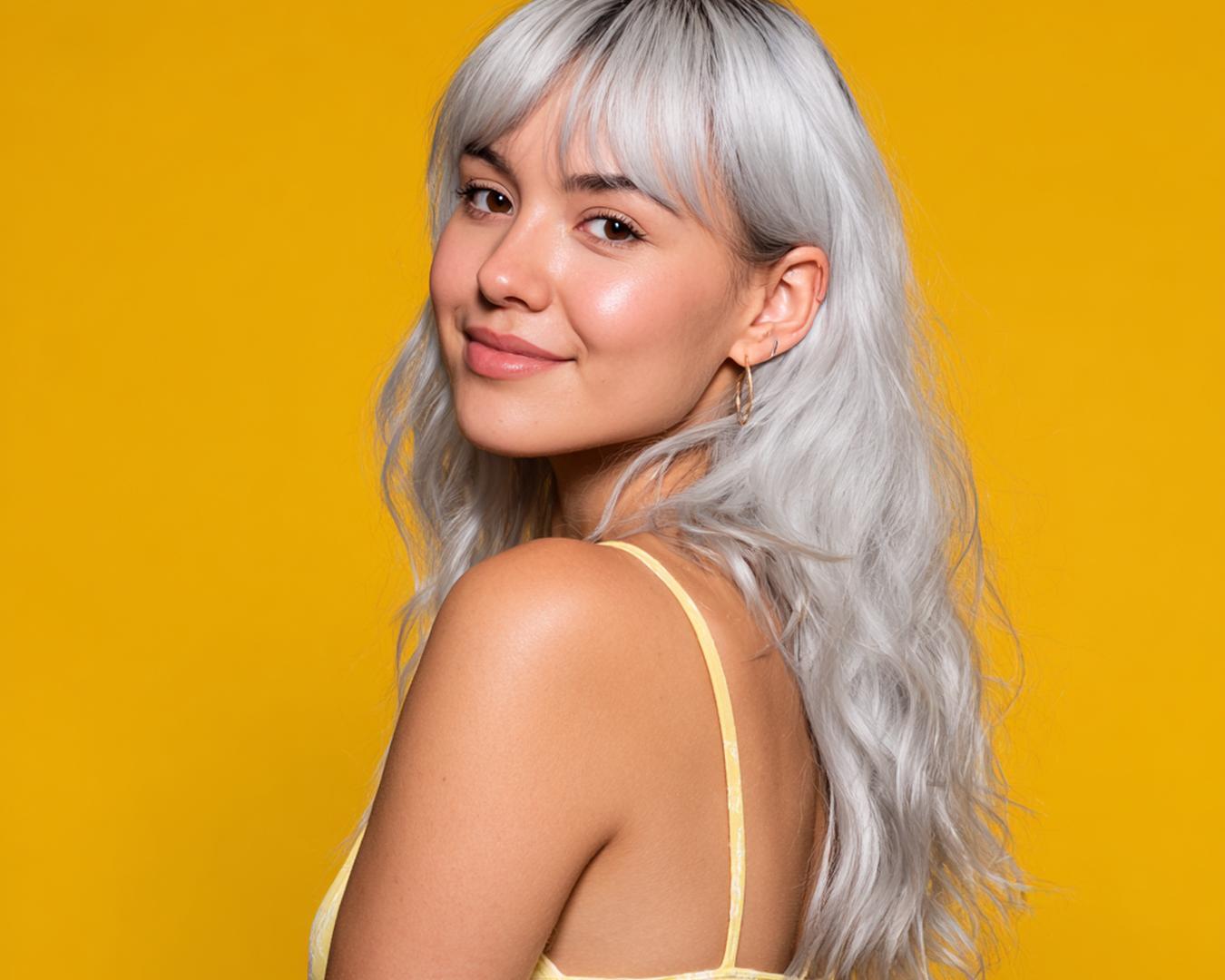 Silver Wavy Hair With Bangs