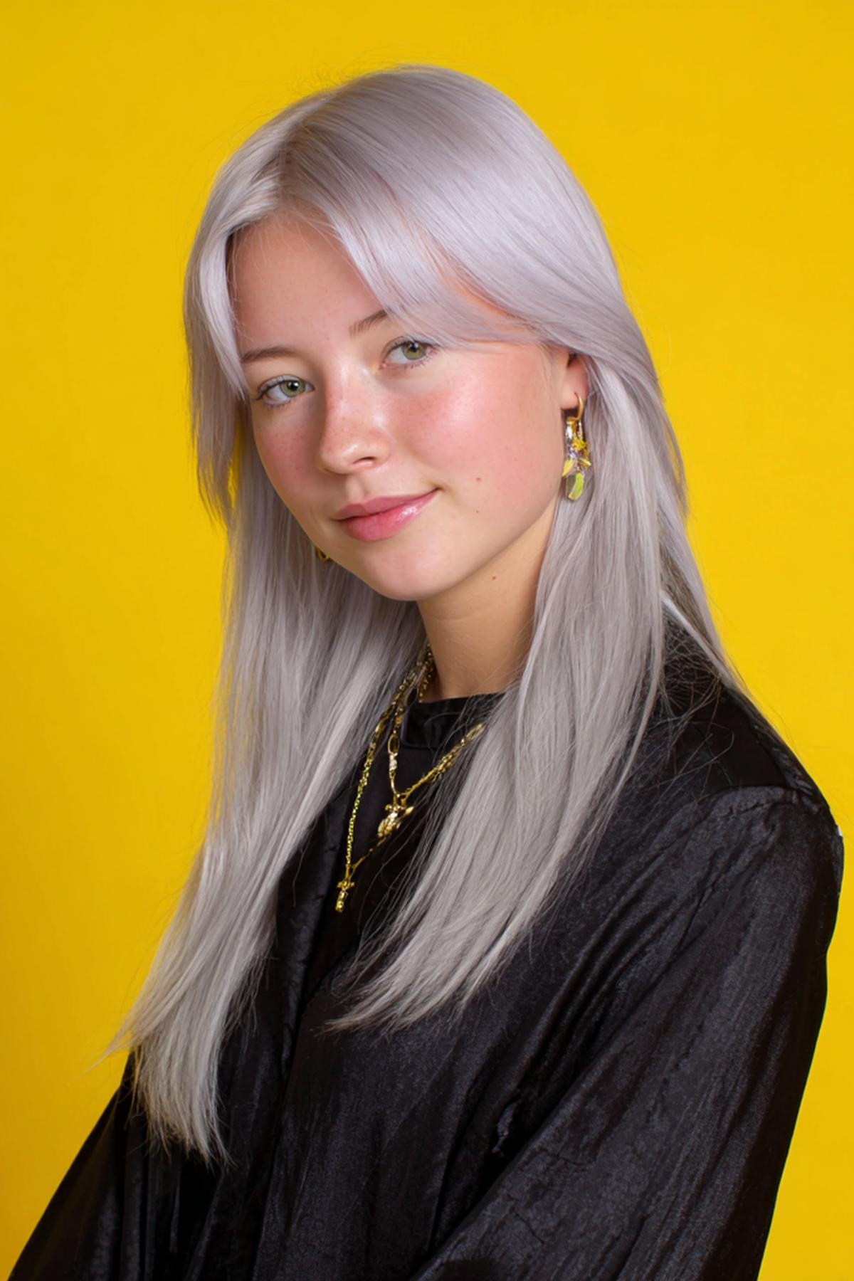 Long Silver Hair With Curtain Bangs