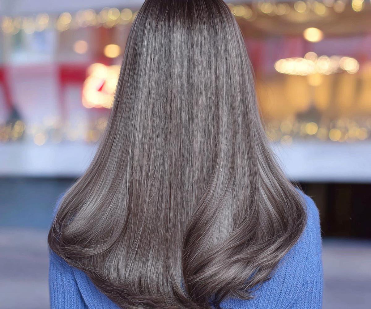 Long Straight Ash Gray Hair