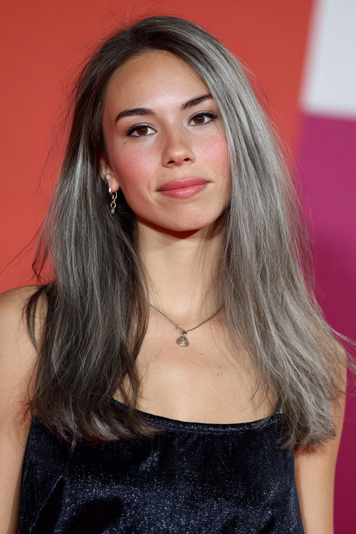 Medium Straight Ash Gray Hair