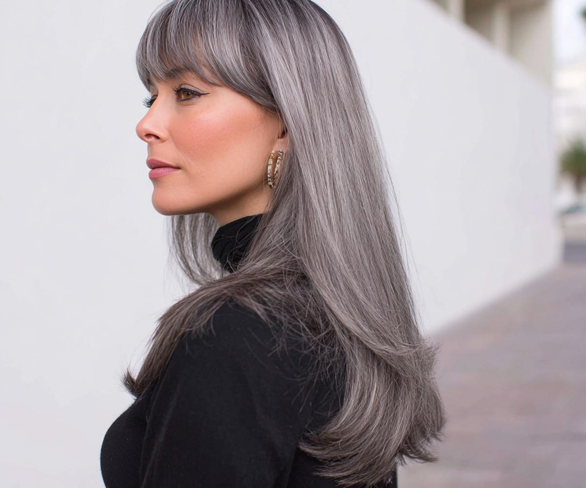 Straight Ash Gray With Fringe