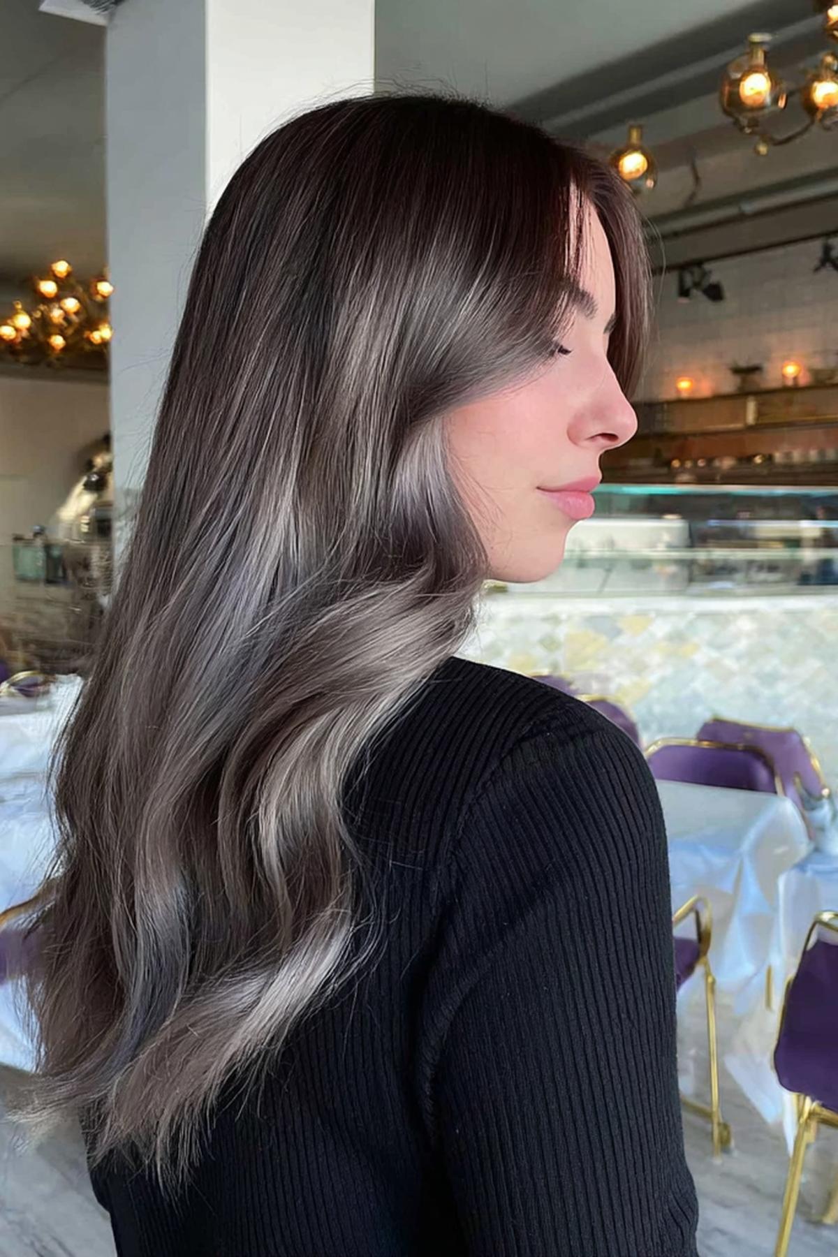 Ash Gray Balayage Waves