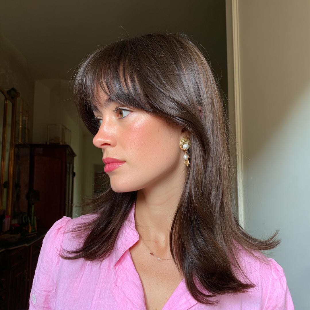 Straight Curtain Bangs Dark Brown