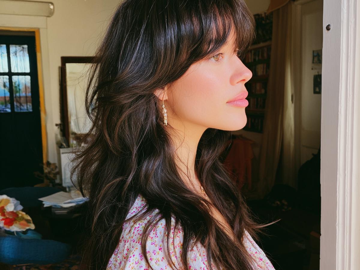 Thick Curtain Bangs Dark Waves