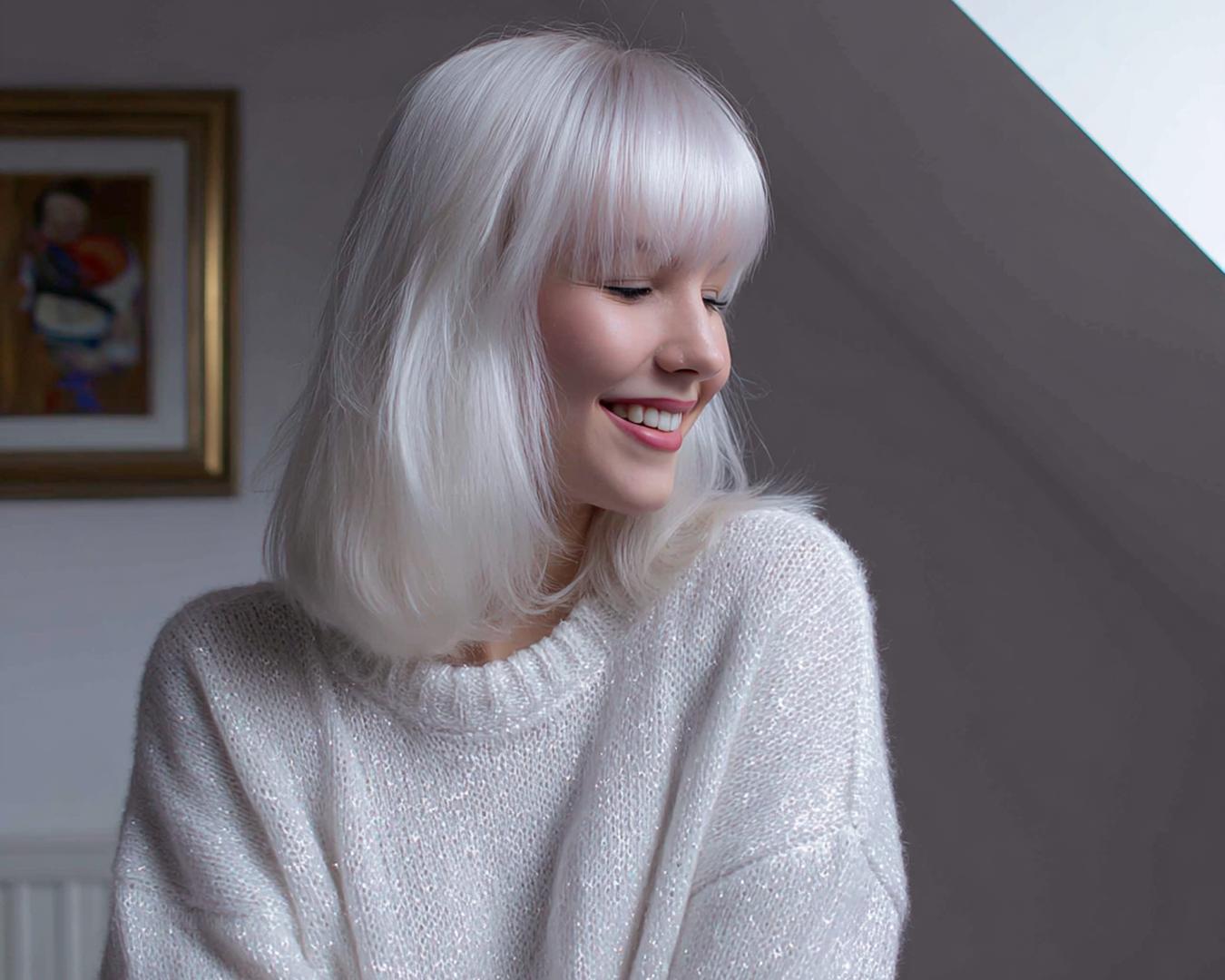 Platinum Blonde Blunt Bangs