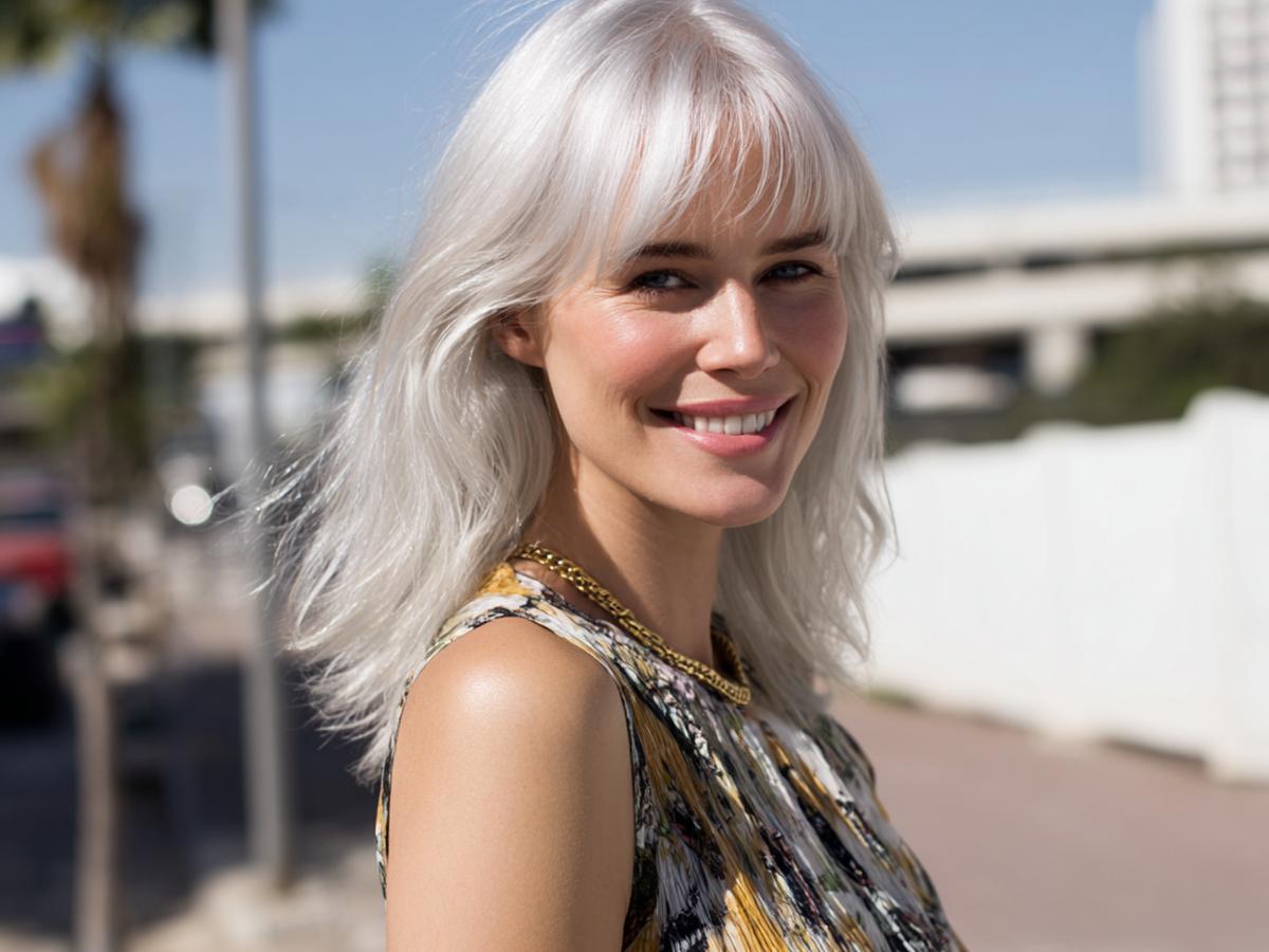Short Wavy Platinum Bangs