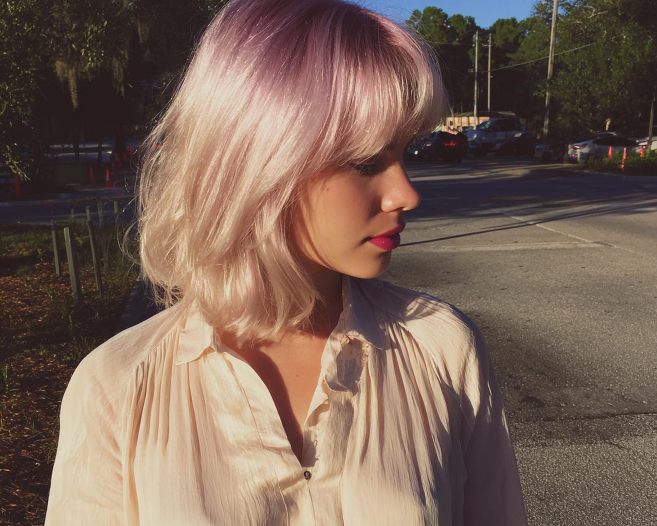Pastel Lilac Lob With Bangs