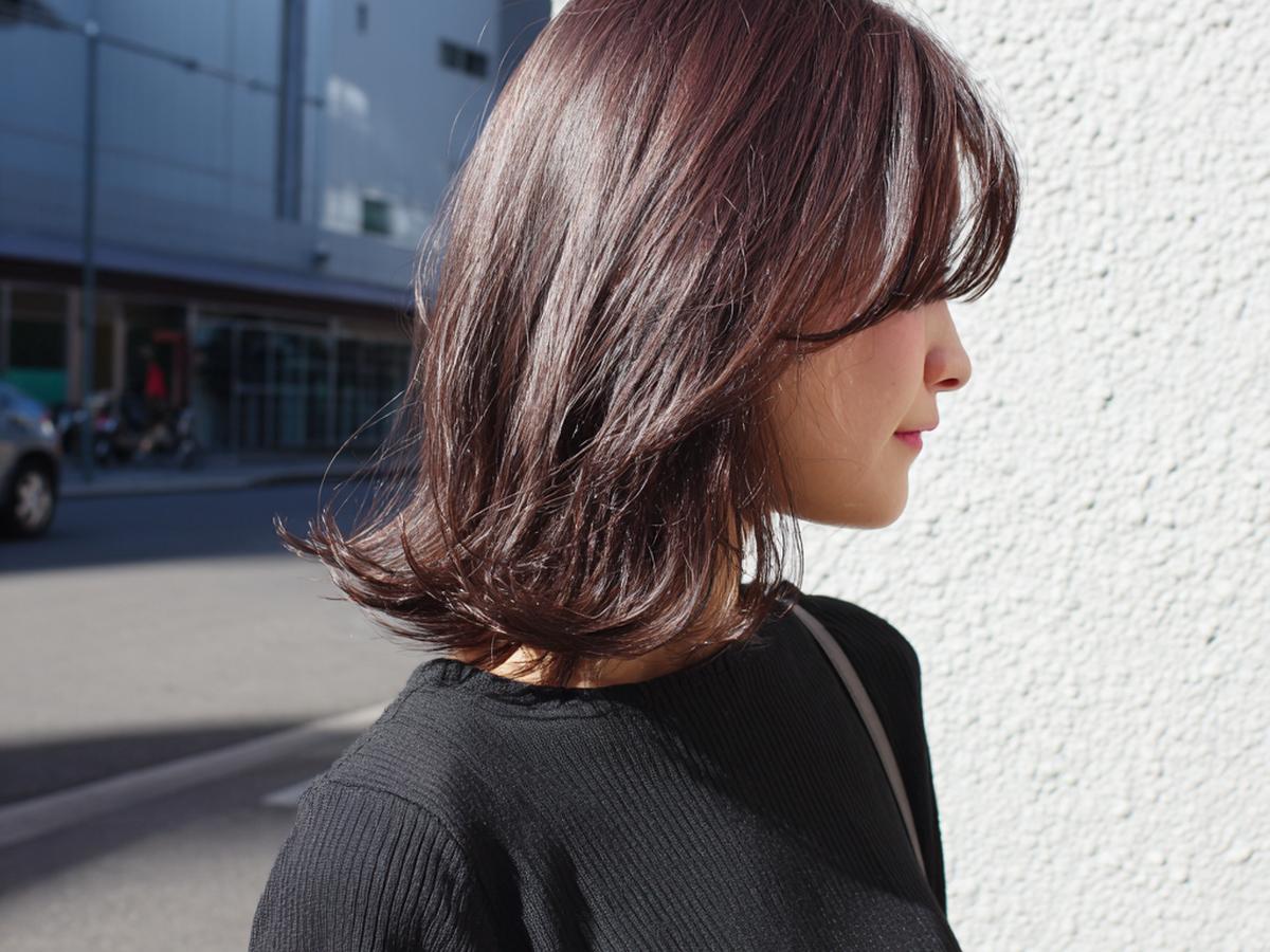 Brown Lob With Curtain Bangs