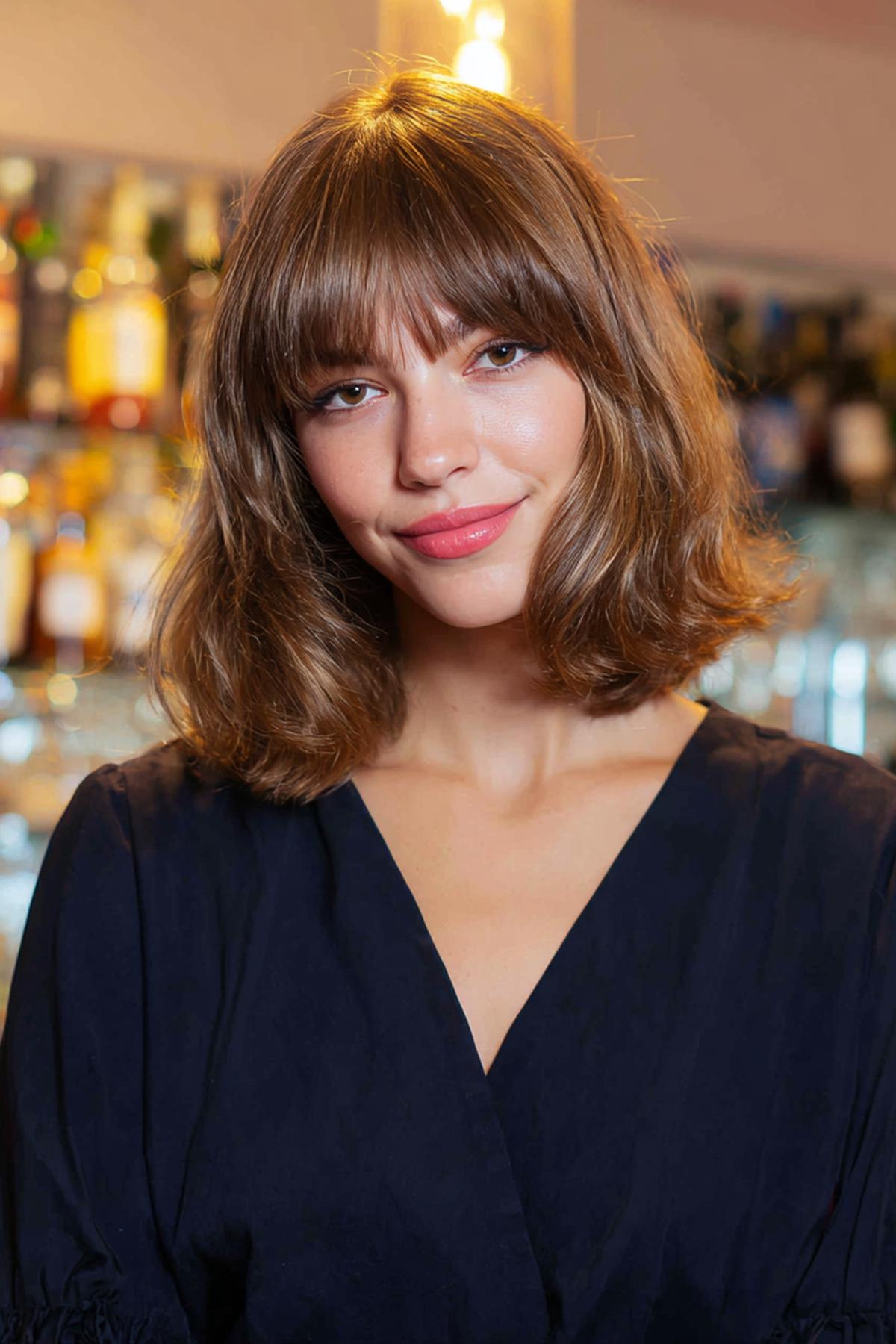 Wavy Lob With Bangs