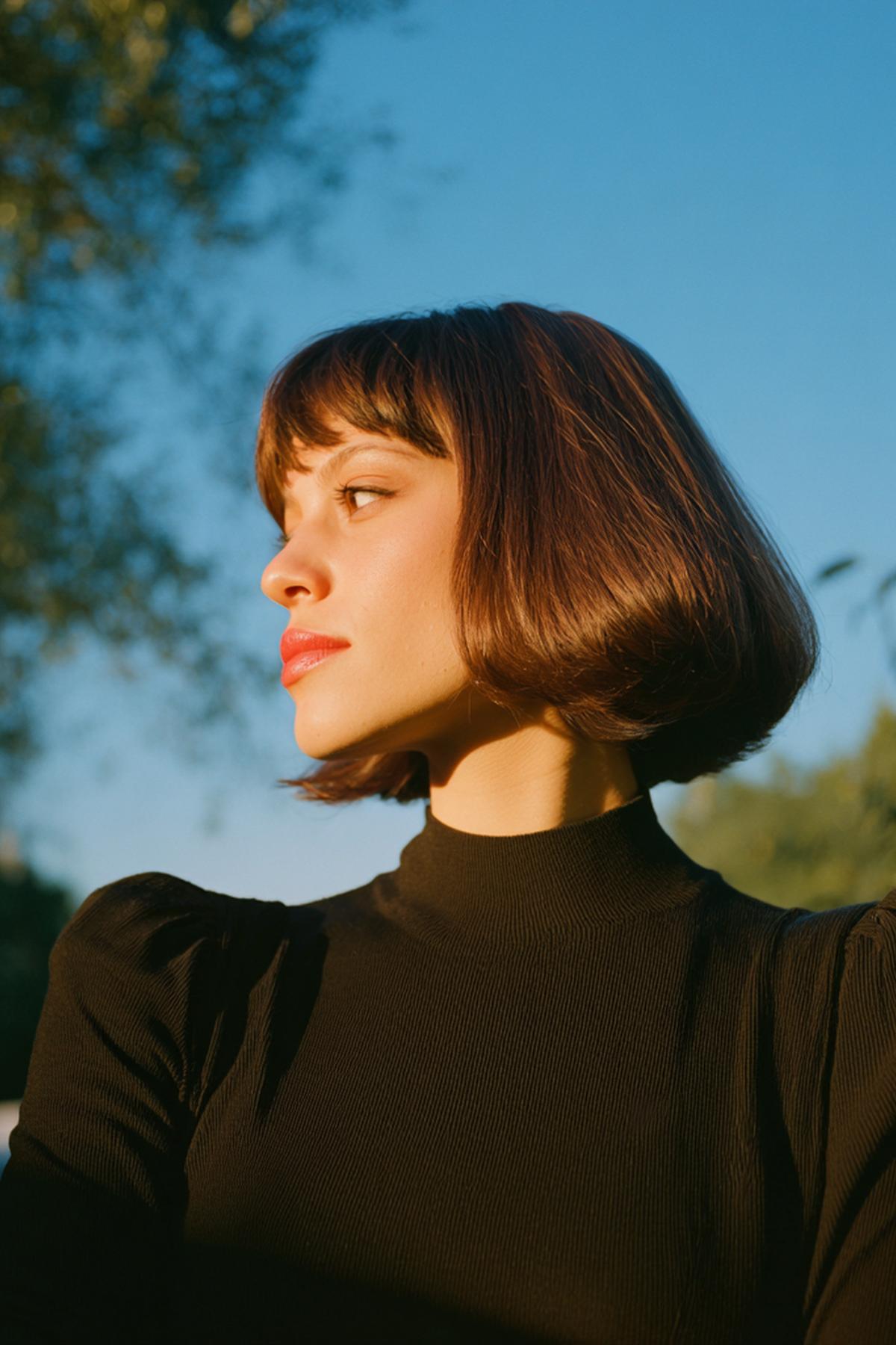 Straight Chin Length Bob With Bangs