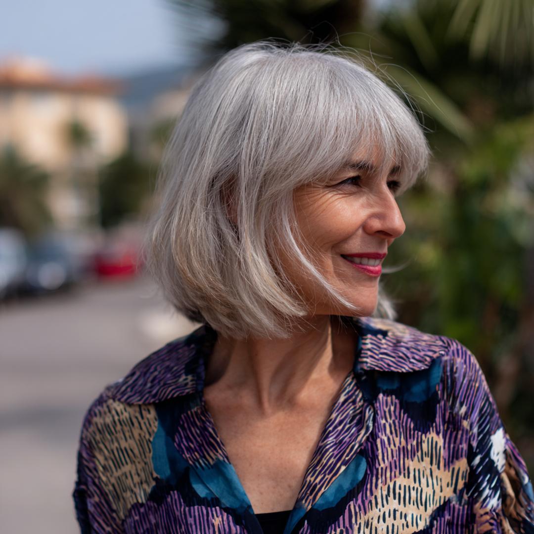 Silver Lob With Bangs