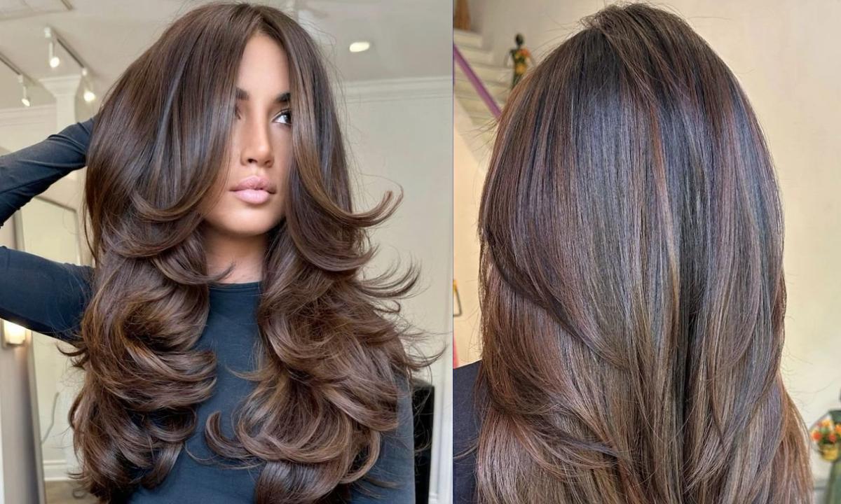 Kahverengi butterfly cut saç
