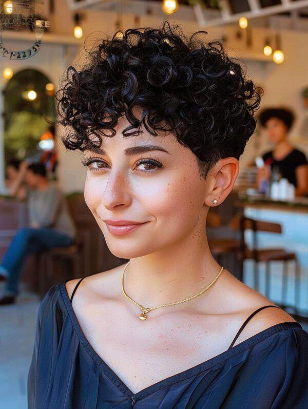 Kıvırcık kalın saç pixie
