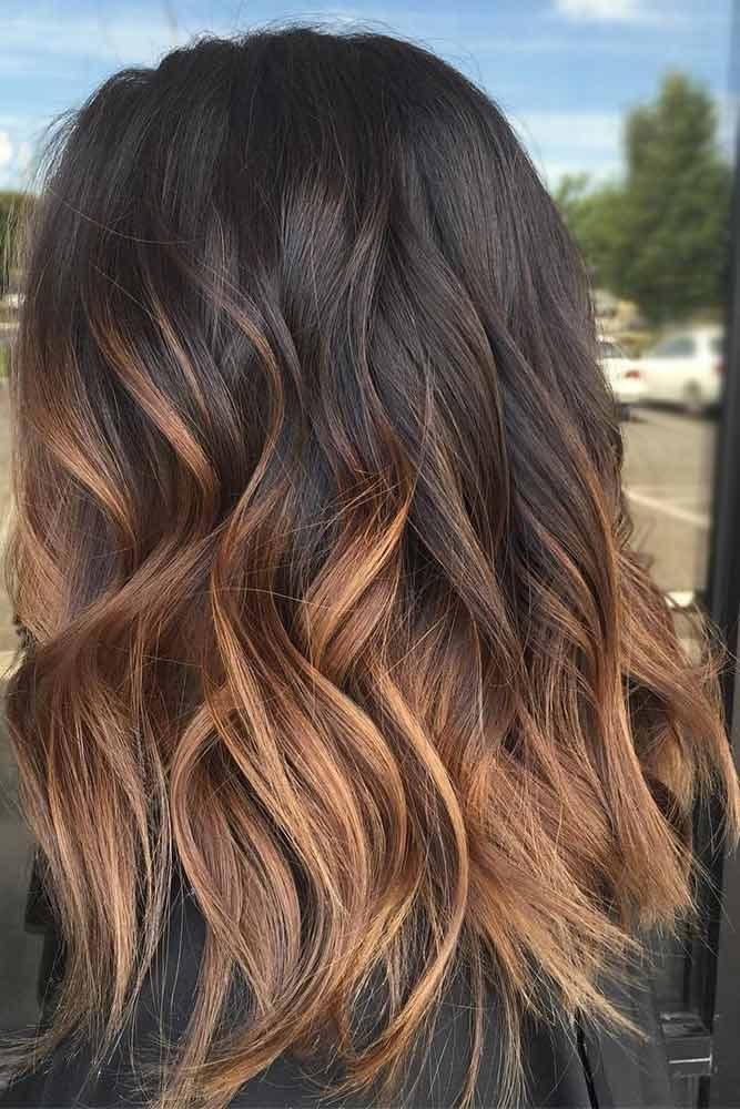 Koyu kahve karamel geçişli saç