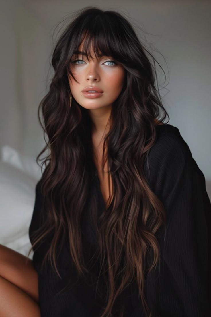 Koyu ton perçemli saç modeli
