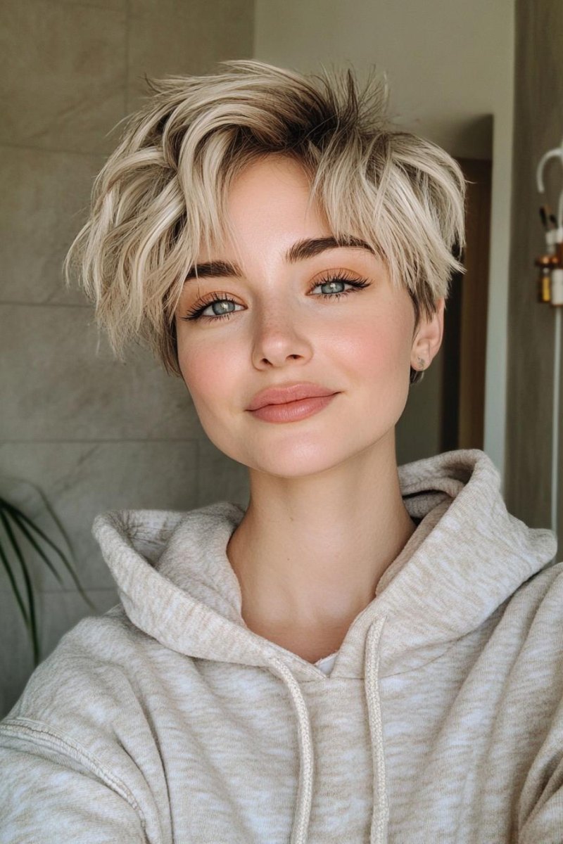 Günlük küllü sarı pixie stil