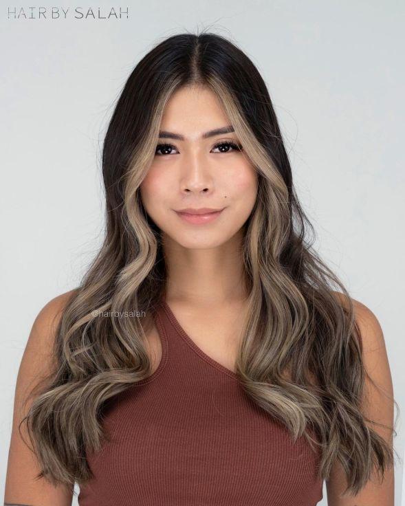 Kumral saçta yüz balayage