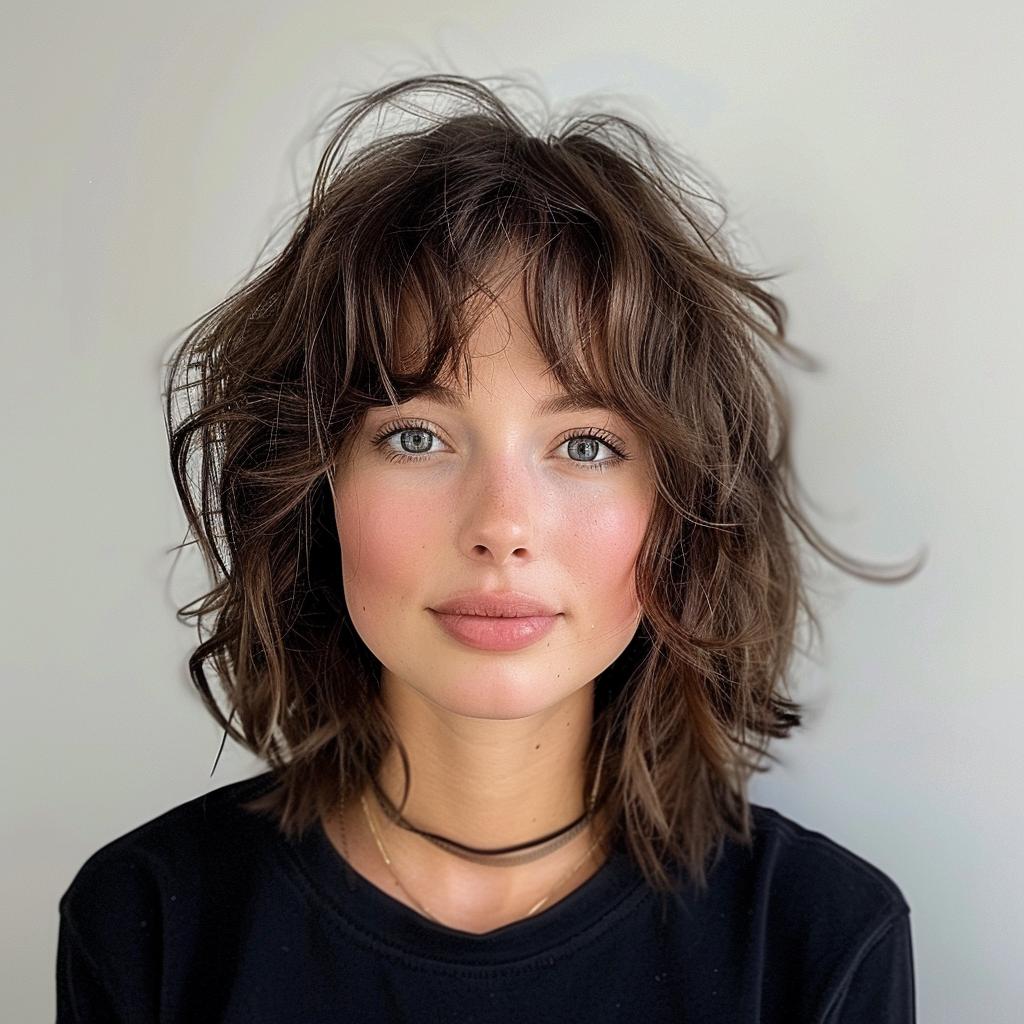Orta uzunluk shaggy bob