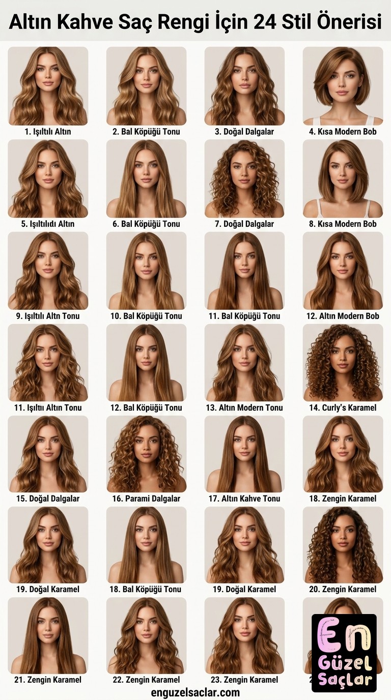 Altın Kahve Saç Rengi İçin 24 Stil Önerisi