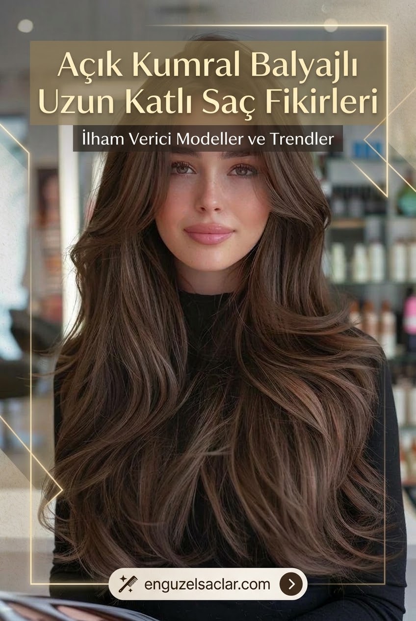 Açık Kumral Balyajlı Uzun Katlı Saç Fikirleri
