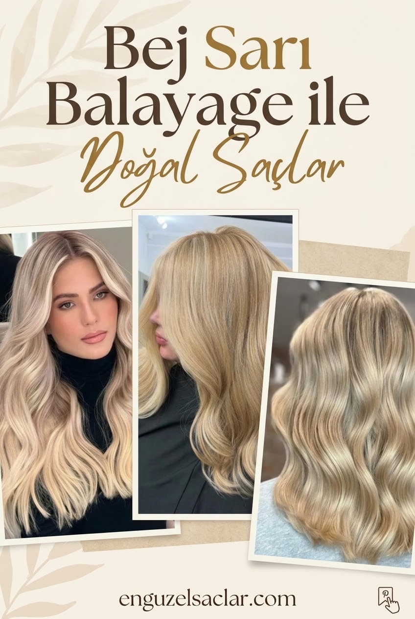 Bej Sarı Balayage ile Doğal Saçlar