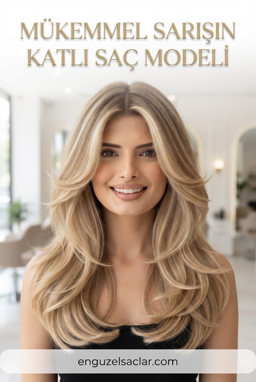 Mükemmel Sarışın Katlı Saç Modeli