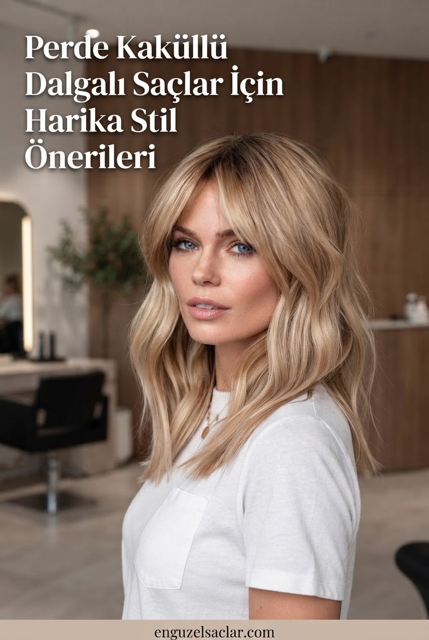 Perde Kaküllü Dalgalı Saçlar İçin Harika Stil Önerileri