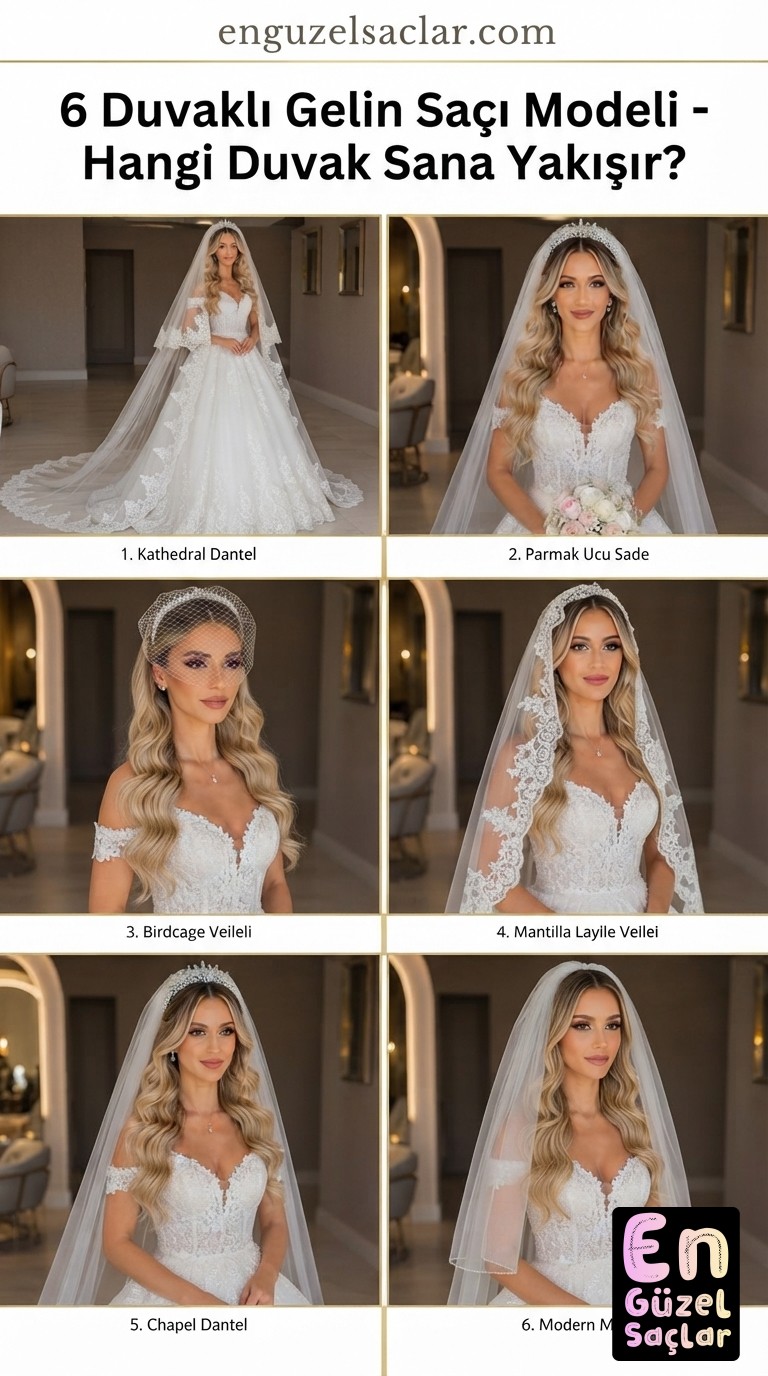 6 Duvaklı Gelin Saçı Modeli - Hangi Duvak Sana Yakışır?
