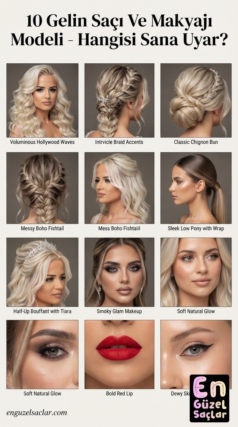 10 Gelin Saçı Ve Makyajı Modeli - Hangisi Sana Uyar?
