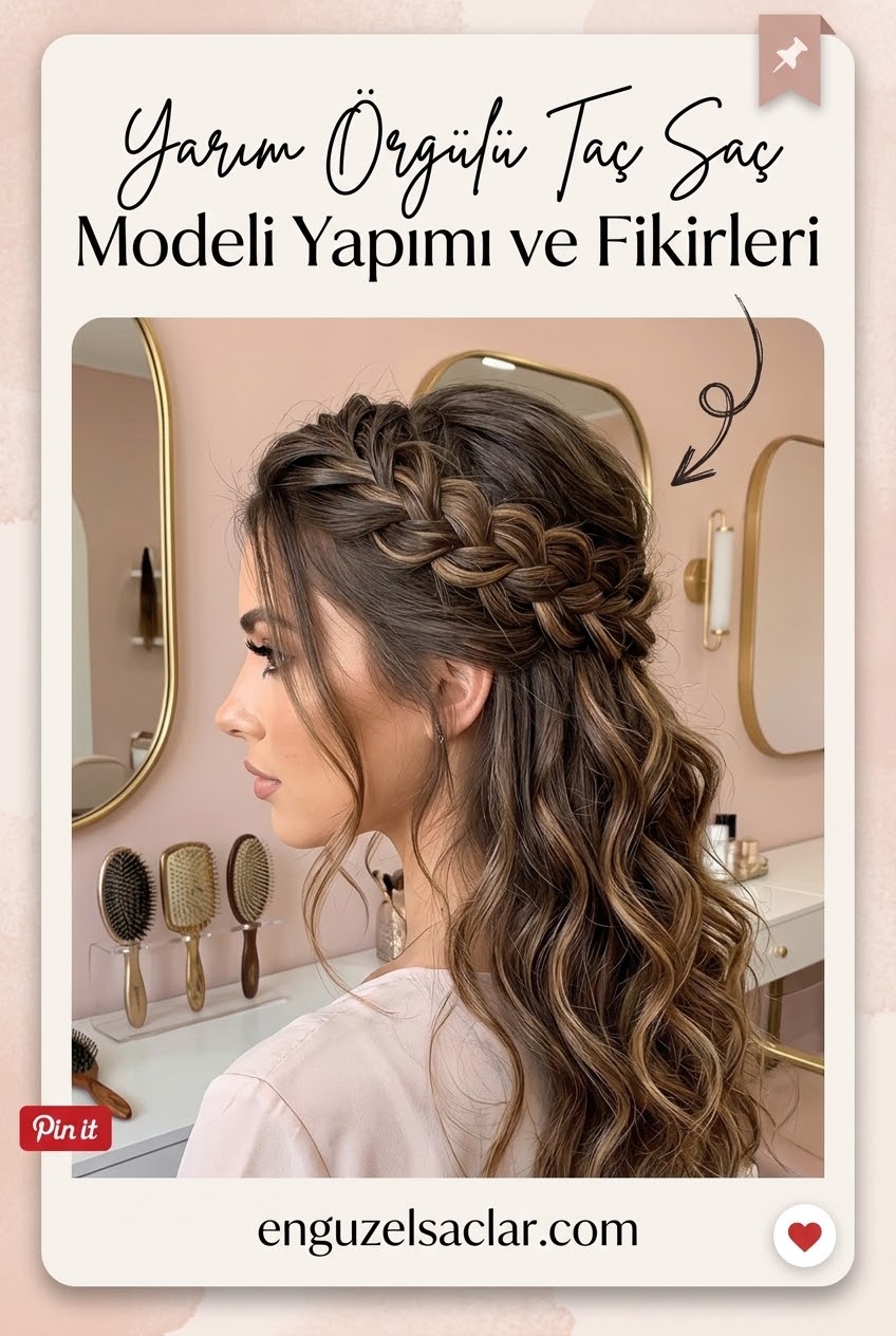 Yarım Örgülü Taç Saç Modeli Yapımı ve Fikirleri