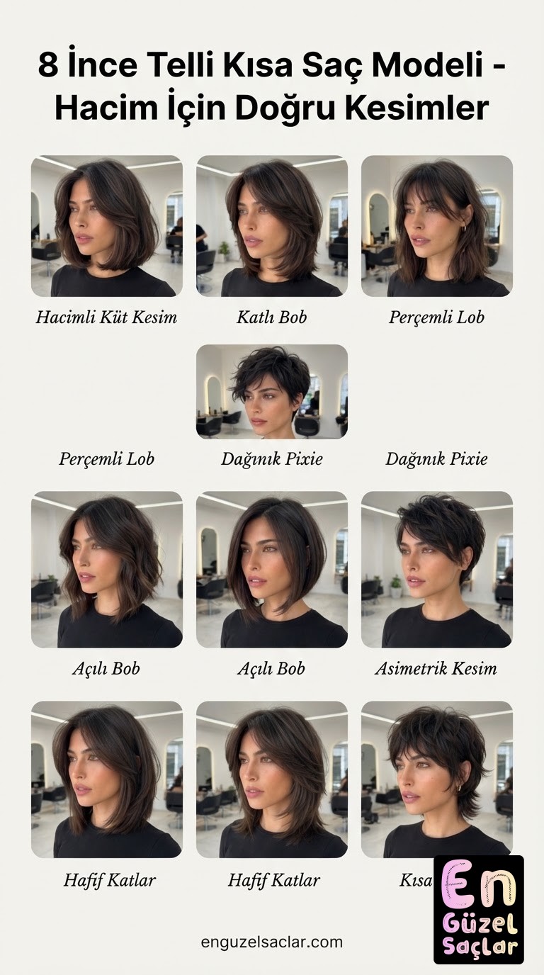 8 İnce Telli Kısa Saç Modeli - Hacim İçin Doğru Kesimler