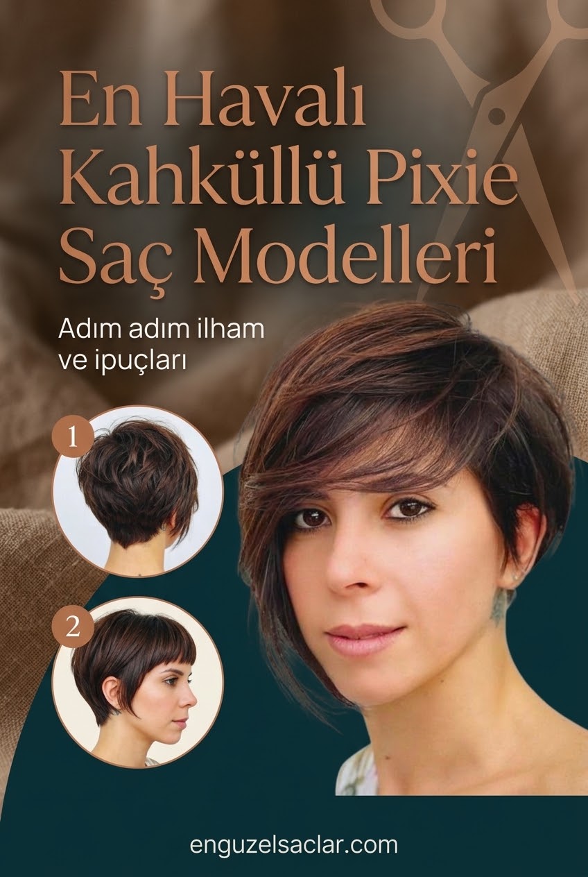 En Havalı Kahküllü Pixie Saç Modelleri