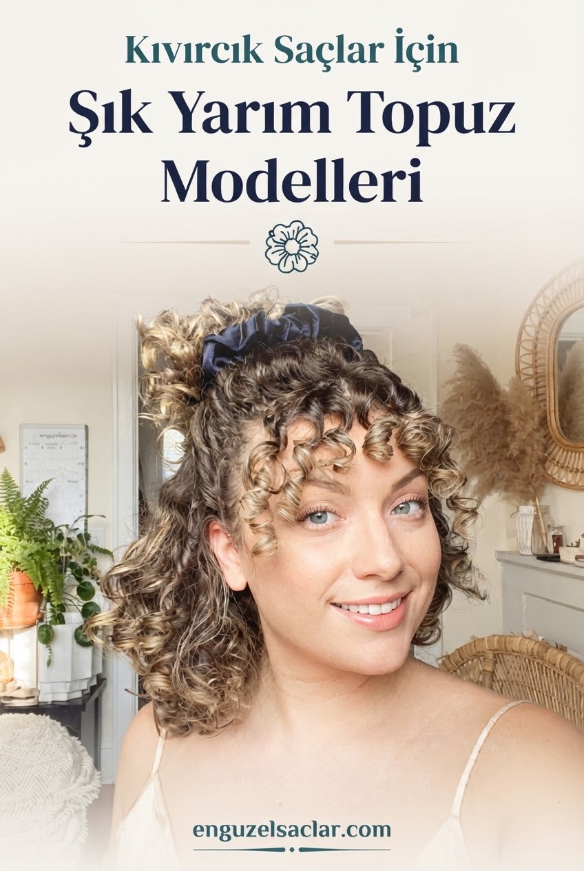 Kıvırcık Saçlar İçin Şık Yarım Topuz Modelleri