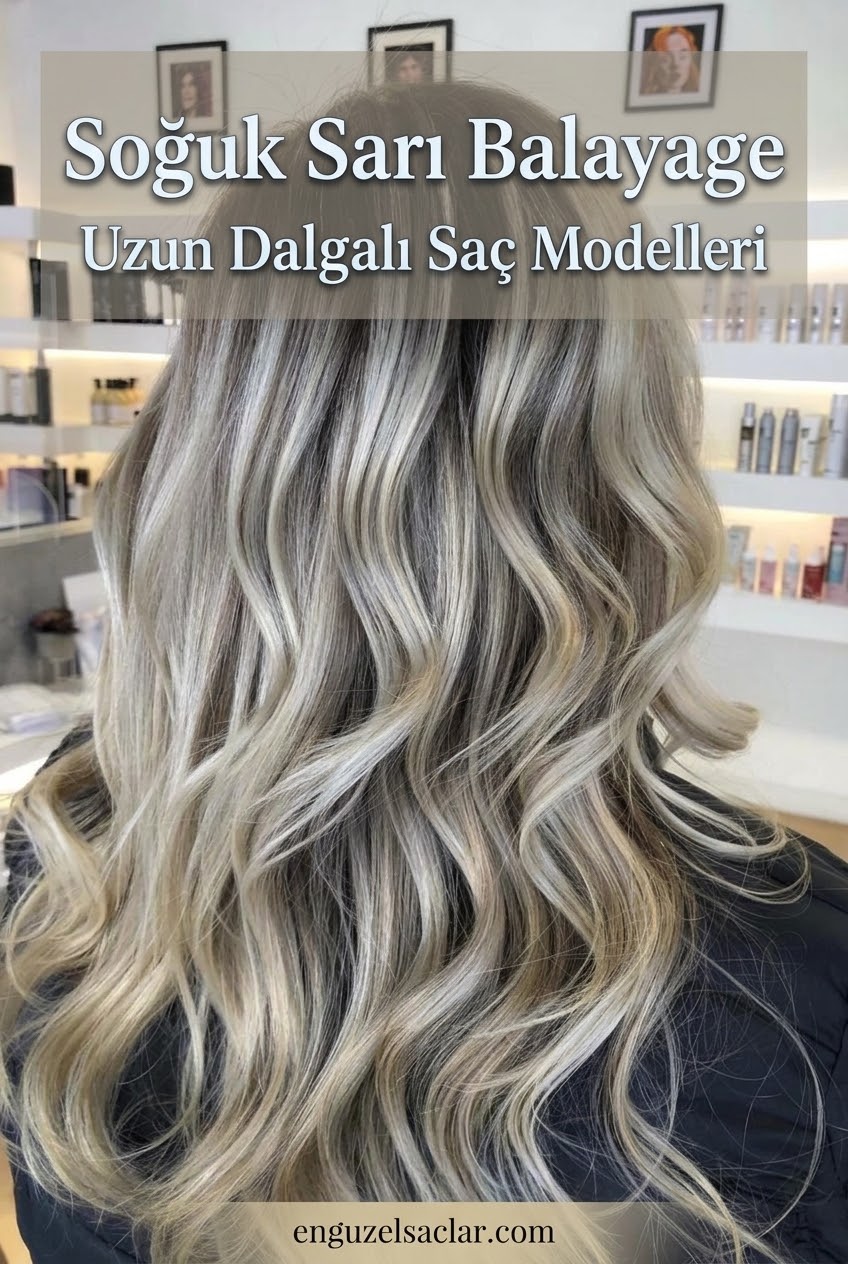 Soğuk Sarı Balayage Uzun Dalgalı Saç Modelleri